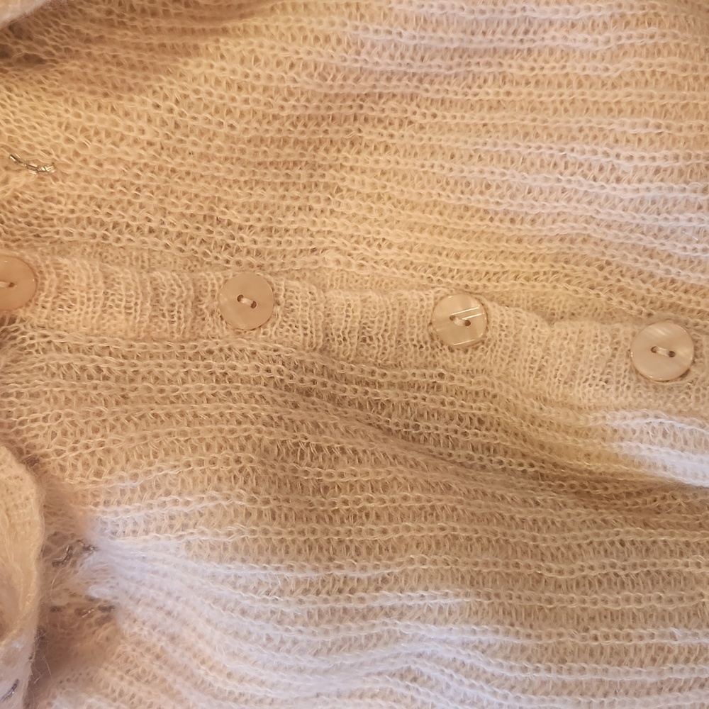 Vintage Ann Tayor Loft Cardigan Sequins And Beads Ivory Wool Size XS - Picture 8 of 9